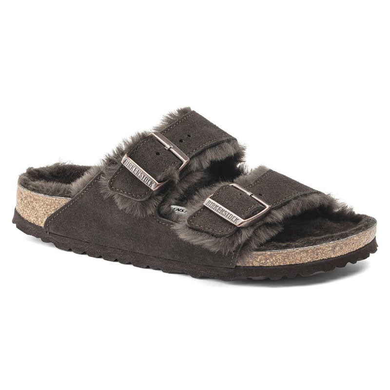 BIRKENSTOCK Arizona Shearling Suede Leather Sandals in Mocha 5