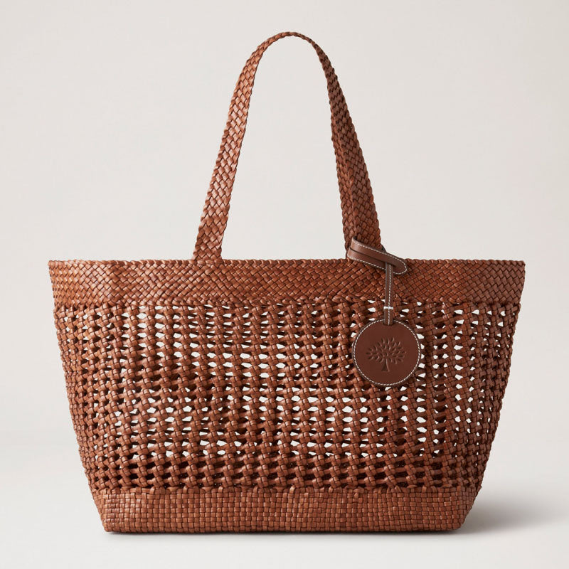 MULBERRY Large Woven Leather Tote in Vintage Oak Collen Clare