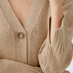 3 Button Cardigan with Pockets in Beige Melange