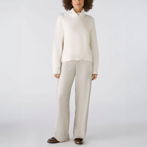 Viscose Mix Roll Neck Jumper in Off White