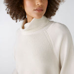 Viscose Mix Roll Neck Jumper in Off White