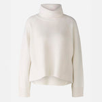 Viscose Mix Roll Neck Jumper in Off White