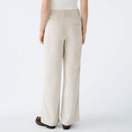 Wide Leg Corduroy Trousers in Light Beige Melange