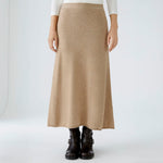 Wool Mix Knitted Skirt in Beige Melange