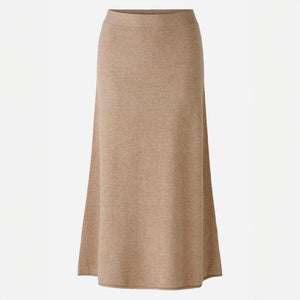 Wool Mix Knitted Skirt in Beige Melange