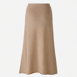 Wool Mix Knitted Skirt in Beige Melange