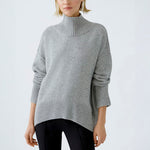 Wool Mix Funnel Neck Jumper in River Stone