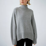 Wool Mix Funnel Neck Jumper in River Stone