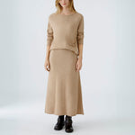 Wool Mix Knitted Skirt in Beige Melange