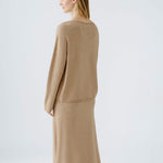 Boat Neck Jumper with Pocket in Beige Melange