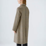 Tweed Check Wool Mix Coat in Light Stone Grey