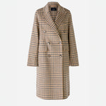 Tweed Check Wool Mix Coat in Light Stone Grey