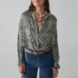 Phoenix Spiral Blues Blouse in Lapis Lazuli