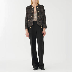Nella Check Jacket with Deco Buttons in Cafe Au Lait