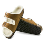 Arizona Shearling Suede Leather Sandals Mink