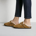 Boston Shearling Suede Leather Sandals in Mink