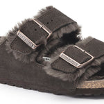 Arizona Shearling Suede Leather Sandals in Mocha