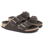 Arizona Shearling Suede Leather Sandals in Mocha