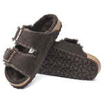 Arizona Shearling Suede Leather Sandals in Mocha