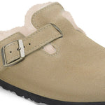 Boston Shearling Suede Leather Sandals in Taupe