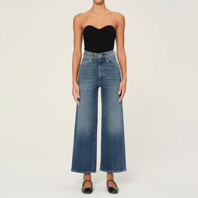 Hepburn Wide Leg Jeans in Seagate