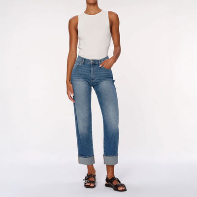 DL1961 Thea Boyfriend Relaxed Tapered Jeans in Wythe Cuffed