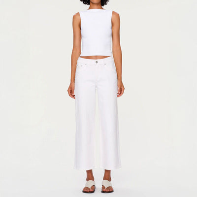 DL1961 Hepburn Wide Leg Mid Rise Ankle Jeans in White