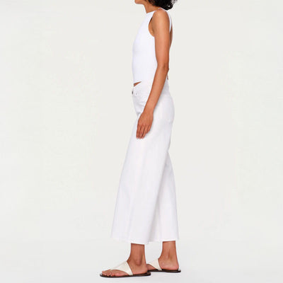 DL1961 Hepburn Wide Leg Mid Rise Ankle Jeans in White