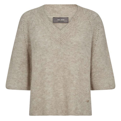 MOS MOSH MMTaci 3/4 V-Neck Knit in Feather Grey