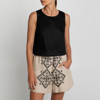 GREEK ARCHAIC KORI Lefkada Shorts in Beige/Black