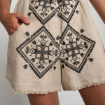 GREEK ARCHAIC KORI Lefkada Shorts in Beige/Black