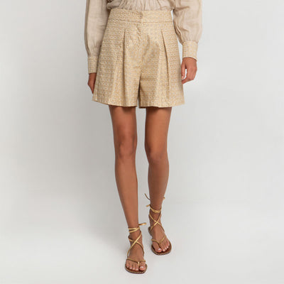 GREEK ARCHAIC KORI Cross Shorts in Beige/Gold