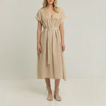 GREEK ARCHAIC KORI Cross Dress in Beige/Gold