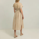 GREEK ARCHAIC KORI Cross Dress in Beige/Gold