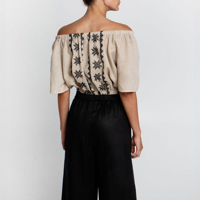 GREEK ARCHAIC KORI Lefkada Top in Beige/Black