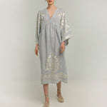 GREEK ARCHAIC KORI Crete Dress in Light Grey/Gold