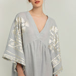 GREEK ARCHAIC KORI Crete Dress in Light Grey/Gold