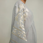 GREEK ARCHAIC KORI Crete Dress in Light Grey/Gold