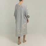 GREEK ARCHAIC KORI Crete Dress in Light Grey/Gold