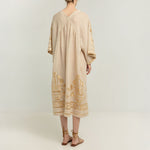 GREEK ARCHAIC KORI Crete Dress in Beige/Gold