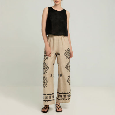 GREEK ARCHAIC KORI Lefkada Trouser in Beige/Black