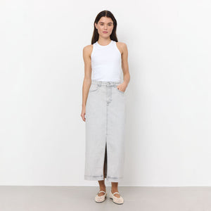 Gill 1 Denim Maxi Skirt in Icy Grey