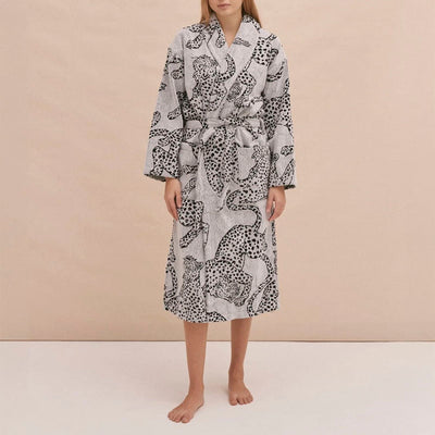 The Jag Print Unisex Towel Robe in Cream