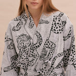 The Jag Print Unisex Towel Robe in Cream