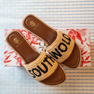 DE SIENA Southwold Raffia Slides in Natural