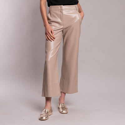 Soprano Faux Leather Trousers in Beige