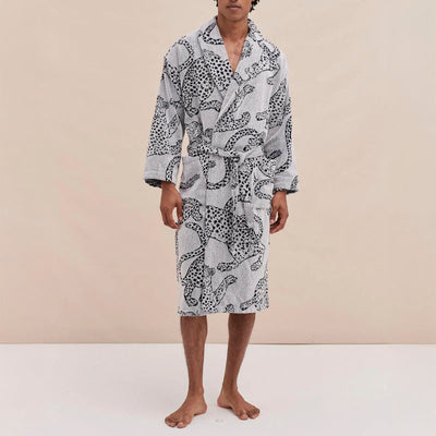 The Jag Print Unisex Towel Robe in Cream