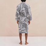 The Jag Print Unisex Towel Robe in Cream