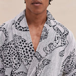 The Jag Print Unisex Towel Robe in Cream