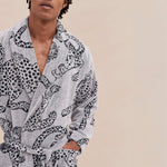 The Jag Print Unisex Towel Robe in Cream